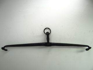 Antique Black Metal Wrought Iron Scale Arm Weight Bracket Decorative Hanger Part photo