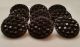 38 Set Of 9 Antique Black Glass Buttons With Faceted Dot On Top Buttons photo 4