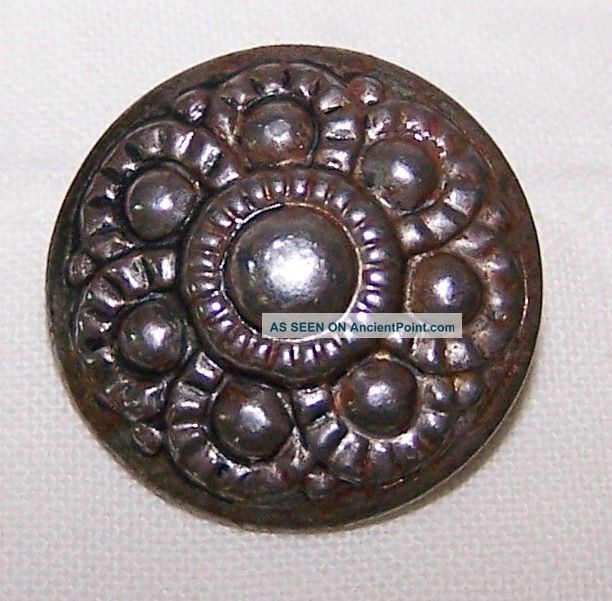 Antique V W Gesch Silver? Button - Floral Style Design - Loop Shank Buttons photo