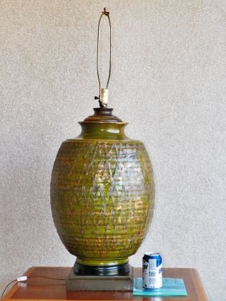 Extra Large Mid Century Modern Multicolor Glazed Ceramic Lamp,  Raymor Bitossi Era photo