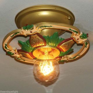 {{ }} Vintage 20 - 30 ' S Ceiling Light Lamp Fixture Polychrome photo