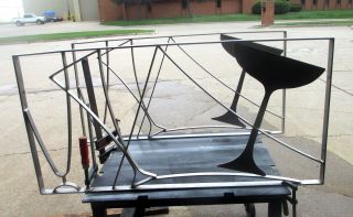 Vtg Modernist Archeitectural Salvage 4 Tiki Martini Bar Art Stainless Rail Fence photo