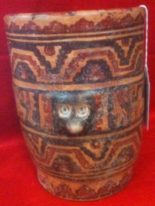 Inca Treasures Ltd Pre Columbian Mayan Pottery Art Cylinder Vessel Artifact Coa photo