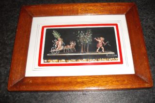 Vintage Italian Painting Pompiie Murals By Cirillo - Cherubs In Satin Wood Frame photo