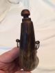 Antique 1800s Priming Powderhorn W/ Unusual Brass Rings For Strap Primitives photo 2