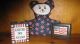 Americana Primitive Patriotic Flag Framed Picture Bear Doll Candle Holder 3 Primitives photo 6