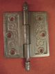 4 Restored Victorian Cast Iron Acorn Tip Scroll Embellished Door Hinges 4 