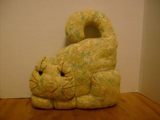 Primitive Calico Cat Pillow,  Feedsack Floral Fabric Handmade Country Decor Rb - 4b photo
