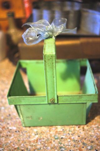 Vintage Tin Litho Berry Basket Great Primitive Display Piece photo