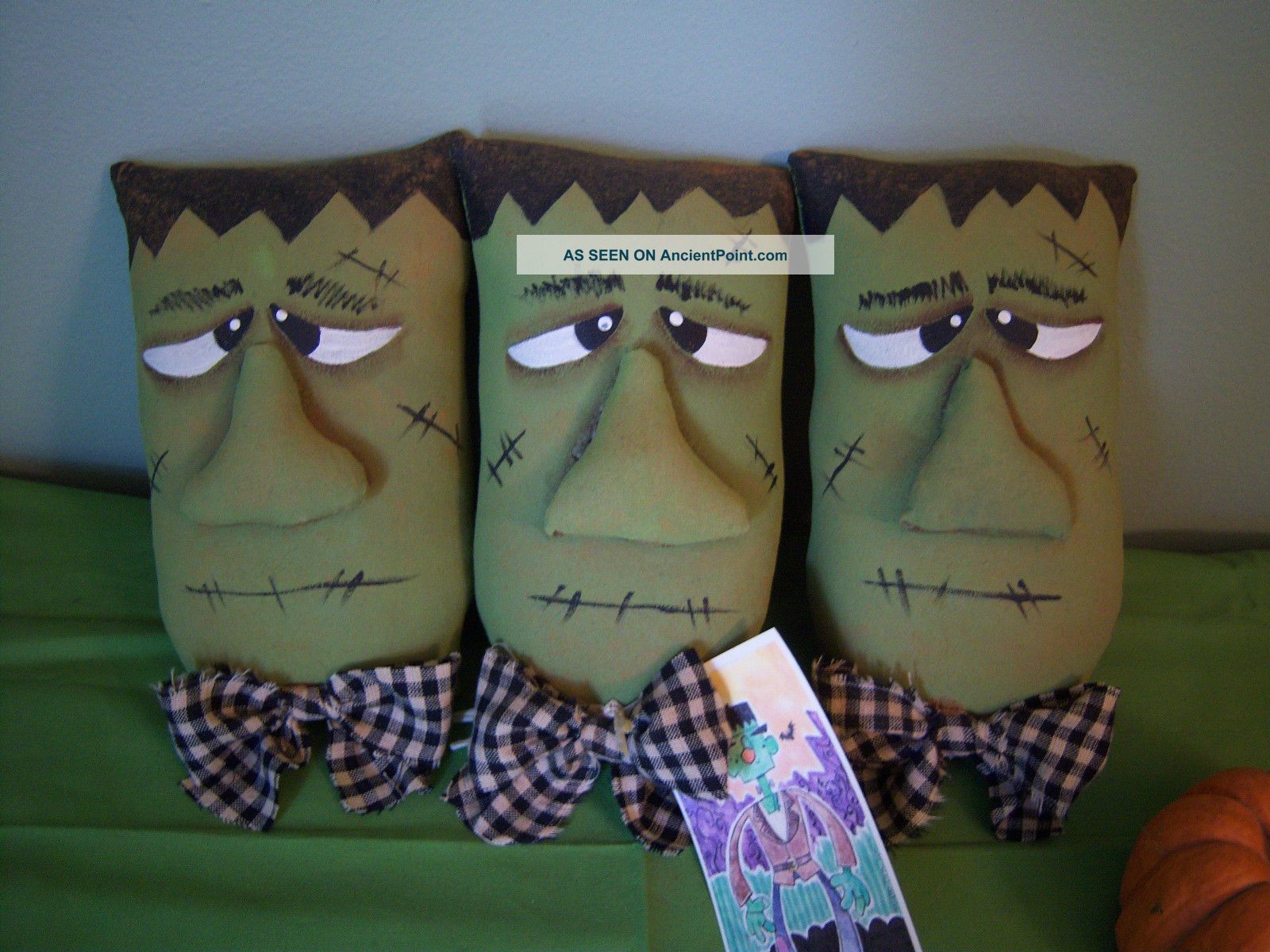 Pattern Primitive Raggedy Halloween Frankenstein Bowl Filler Tucks Primitives photo