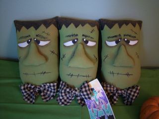 Pattern Primitive Raggedy Halloween Frankenstein Bowl Filler Tucks photo