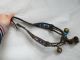 Antique Leather Necklace Festive Beady Knight Ottoman Empire Bronze Bells Primitives photo 10