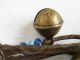 Antique Leather Necklace Festive Beady Knight Ottoman Empire Bronze Bells Primitives photo 4