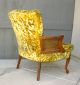 Vintage Hollywood Regency Gold Tufted Crushed Velvet Cane Arm Chair French Retro Post-1950 photo 3