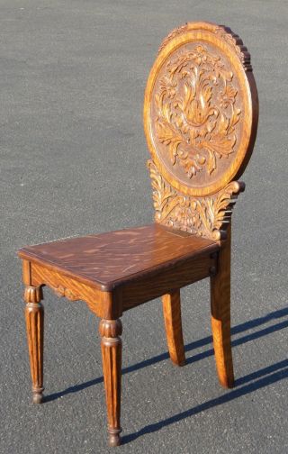 Gorgeous Highly Carved Tiger Oak Accent Chair Vintage French Floral photo