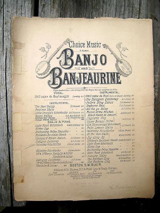 Antique Banjo Banjeaurine Sheet Music 1891 Valentine Schottische Guitar Mandolin photo