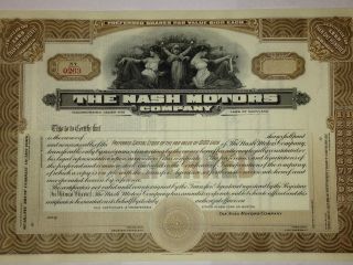 1916 Nash Motors Authentic Unissued Preferred Stock Certificate G8 4 Framing photo