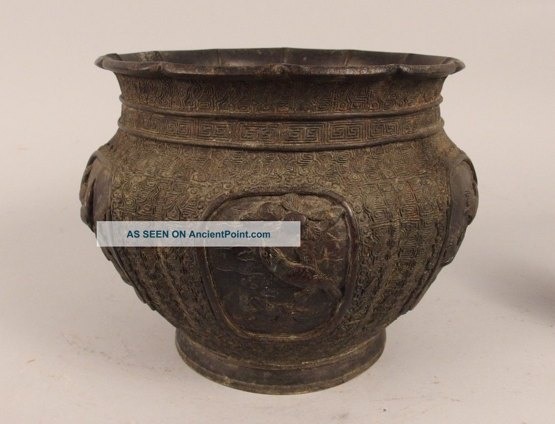 Antique Chinese Bronze Archaic Style Jardiniere Planter Pot Pots photo