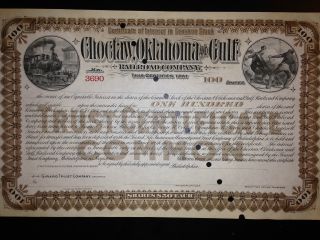 Choctaw,  Oklahoma & Gulf Railroad Stock Certificate Great Historic Collectible photo