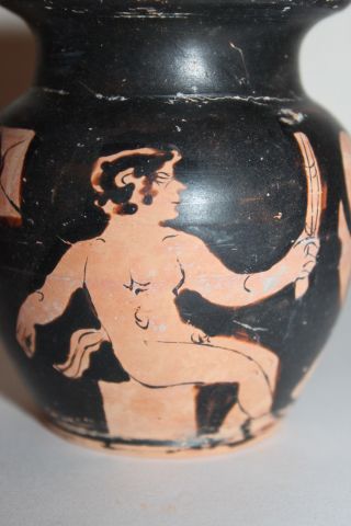 Quality Ancient Greek Satyr Red Figure Pottery Olpe Wine Cup 4th Century Bc photo