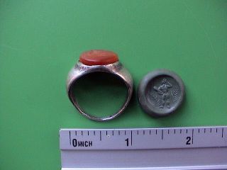 Fantastic Very Large Roman Silver Ring With Hercules Intaglio,  100 - 400 Ad. photo