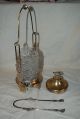 Pairpoint Castor Pickel Jar Eagle Claw Tongs Daisy Button Glass Gold Silverplate Other photo 1