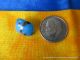 1451 – Lovely Blue Leo Popper Antique Glass Button With Goldstone & Other Colors Buttons photo 1
