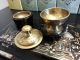 Antique Desk Top Writing Set & Pen Mother Of Pearl Picture Wood,  Brass & Ceramic British photo 6