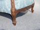 Vintage Blue Overstuffed Rounded Accent Arm Chair Carved Wood Frame Victorian Post-1950 photo 9