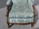 Vintage Blue Overstuffed Rounded Accent Arm Chair Carved Wood Frame Victorian Post-1950 photo 6