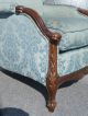 Vintage Blue Overstuffed Rounded Accent Arm Chair Carved Wood Frame Victorian Post-1950 photo 8