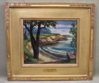 Antique Frank C.  Kirk American Rockport Landscape Oil Painting A&c Carved Frame photo