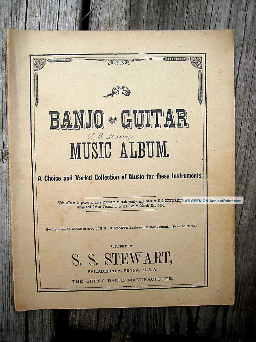 Antique Vintage Banjo Guitar Sheet Music Song Album 1882 S S Stewart Chinese String photo