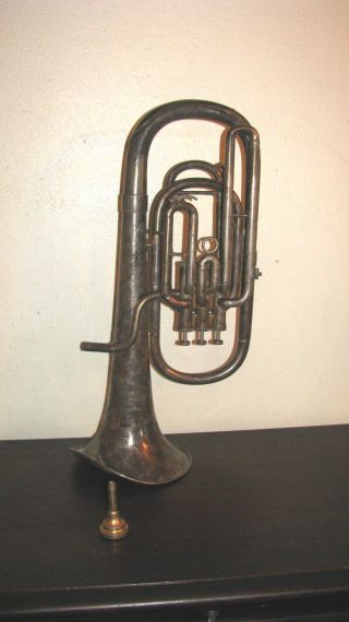 Antique Besson 2 - 20 Horn.  Paris London With Mouth Piece Denis Wick 4 - Bs photo