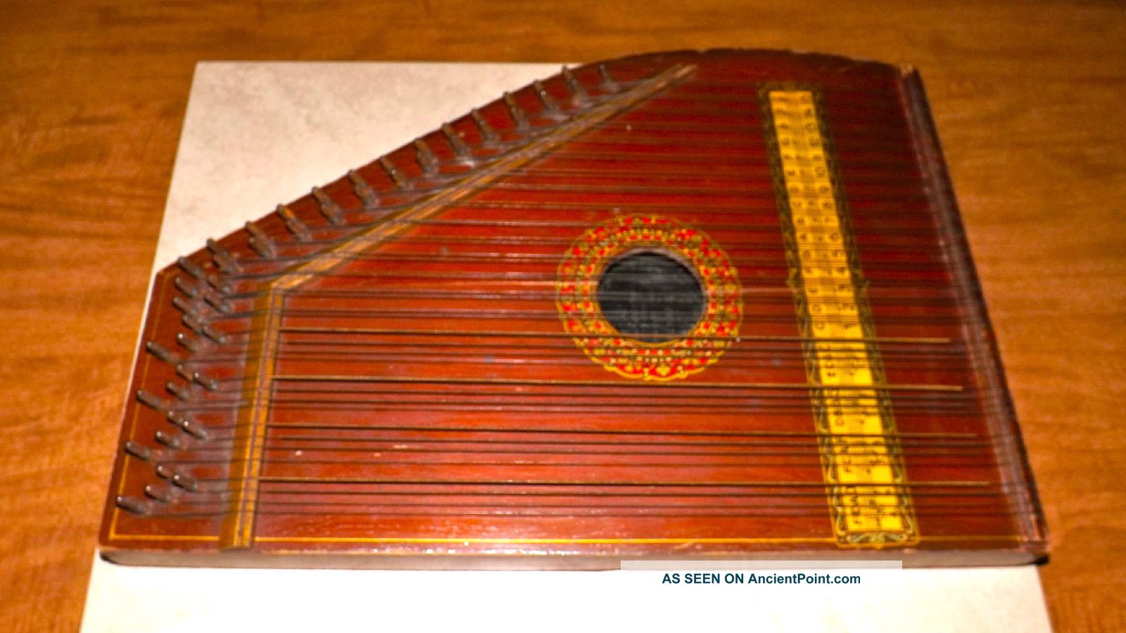 Antique Zither Lap Harp The Bell Harp Co.  4592,  Signed On Back Evelyn Pope ' 84 String photo