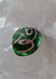 82 Green Hexagon Shape Antique Charmstring Swirlback W/white Swirl Overlay Buttons photo 1