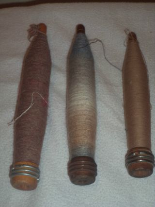 Primitive Vintage Industrial Wood Spool With Wool/thread On It photo