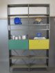 Midcentury Modern Vtg Steel Colorblock Industrial Cabinet Bookcase Shelving Unit Mid-Century Modernism photo 1