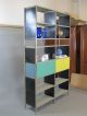 Midcentury Modern Vtg Steel Colorblock Industrial Cabinet Bookcase Shelving Unit Mid-Century Modernism photo 3