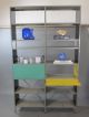 Midcentury Modern Vtg Steel Colorblock Industrial Cabinet Bookcase Shelving Unit Mid-Century Modernism photo 5