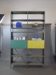 Midcentury Modern Vtg Steel Colorblock Industrial Cabinet Bookcase Shelving Unit Mid-Century Modernism photo 6