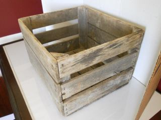 Old Wooden Slat Orchard / Fruit Crate W/ Triangle Wood Corners photo