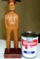 Signed Woodcarving Of Man With Hat,  Beard,  Incredible Buttons From Collector Carved Figures photo 1