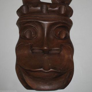 Hand Carved Wooden Tiki Mask Wall Hanging 18 