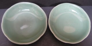 Two Antique Chinese Export Celadon Plates photo