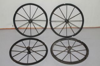 Early Antique Baby Carriage Or Buggy Wagon Wheels (4) photo