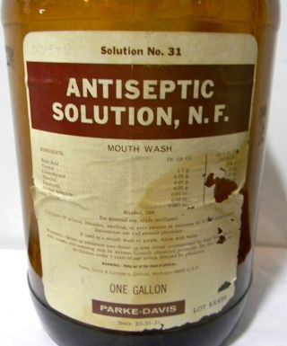 Antique Vintage Medicine Bottle - Parke,  Davis & Co.  Antiseptic Solu.  1 Gal.  Amber photo