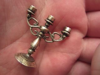 Stunning Vintage Miniature Antique Candelabra Italian Solid Sterling Silver photo