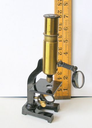 Early Cased Portable Microscope,  With 3 Objectives & Attached Condenser photo