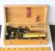 Early Cased Portable Microscope,  With 3 Objectives & Attached Condenser Other photo 1
